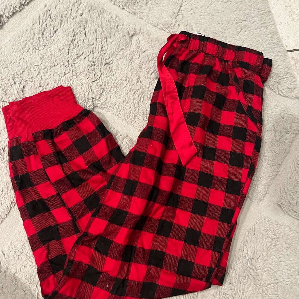 Hollister Kids Red and Black Plaid Pajama Bottoms